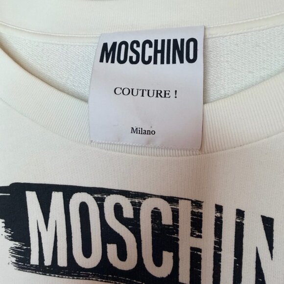 White Moschino Couture Cropped Sweater – Size 10 - Picture 6 of 12